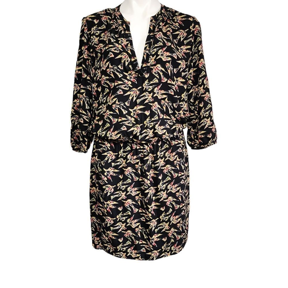 Caslon black bird print dress
